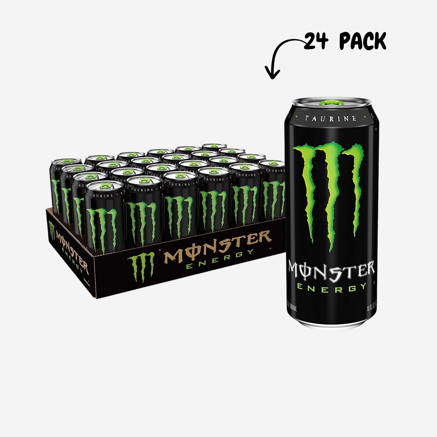Monster Energy Drink, Green, Original, 16 Fl Oz (Pack of 24)
