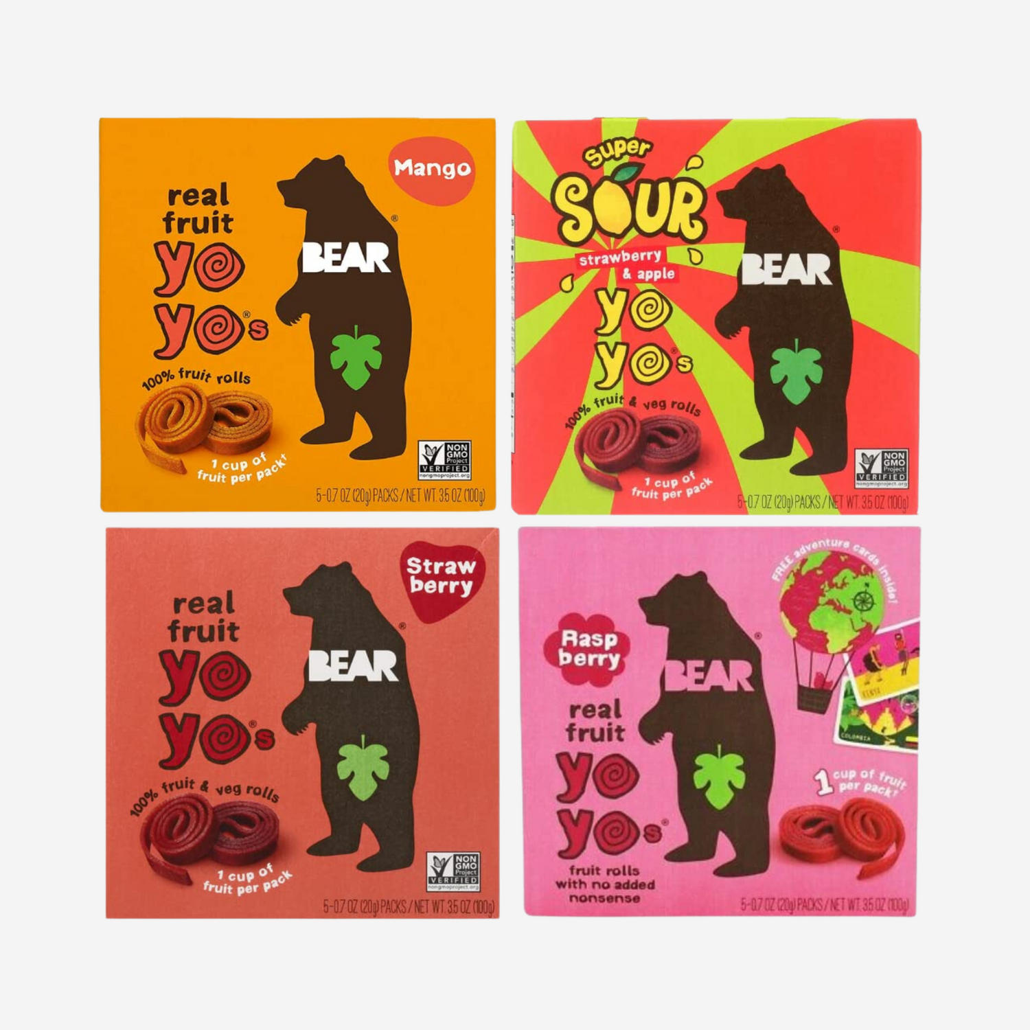 Bear - Real Fruit Yoyos Variety Pack (4 Pack) in Sanisco Packaging.