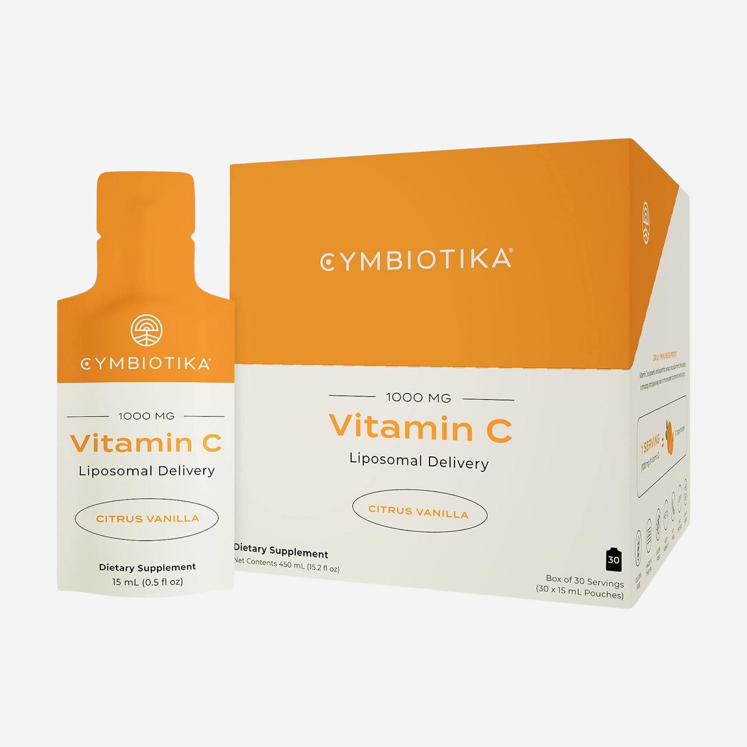 CYMBIOTIKA Vitamin C Individual Packets, Liposomal Delivery  Citrus Vanilla Flavor, 30 Pack