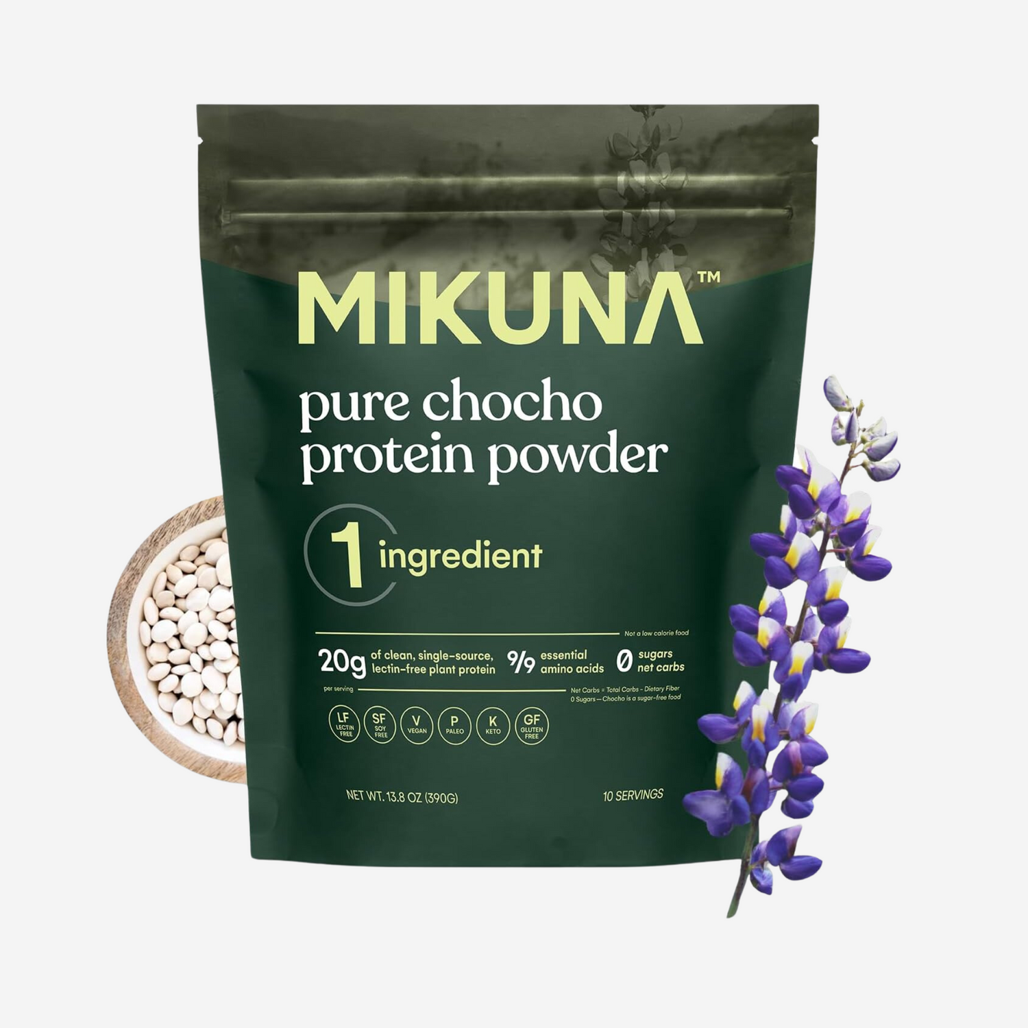 Mikuna Vegan Protein Powder (Unflavored, 10 Servings) - Plant Based Chocho Superfood Protein - Dairy Free Protein Powder Packed with Vitamins