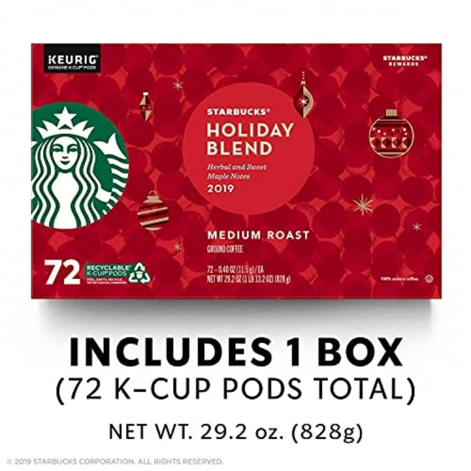 Starbucks® Holiday Blend Medium Roast Ground Coffee K-Cup® Pods 72 ct Box