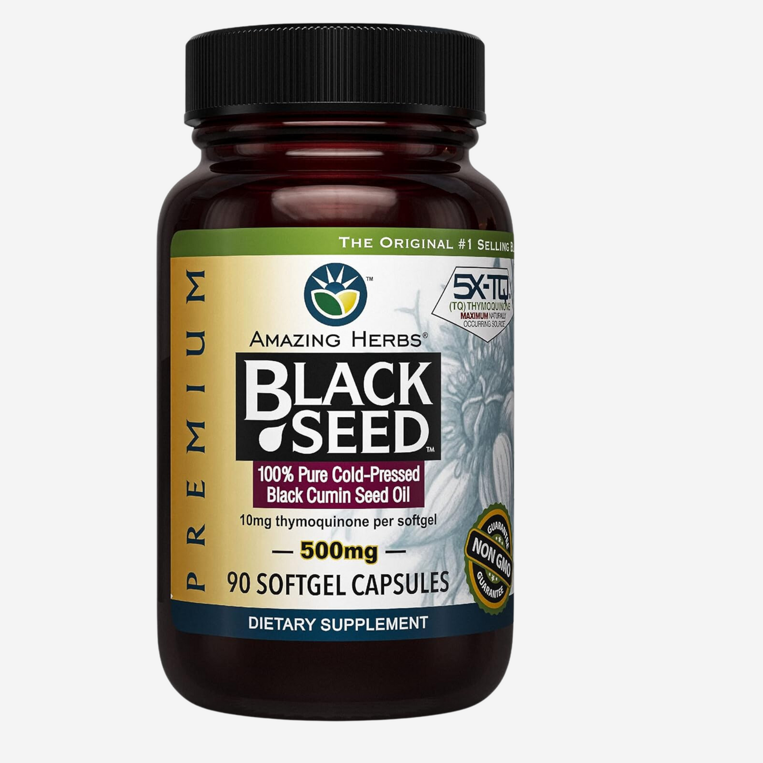 Amazing Herbs Premium Black Seed Oil Capsules - Cold Pressed Nigella Sativa Aids in Digestive Health, Immune Support