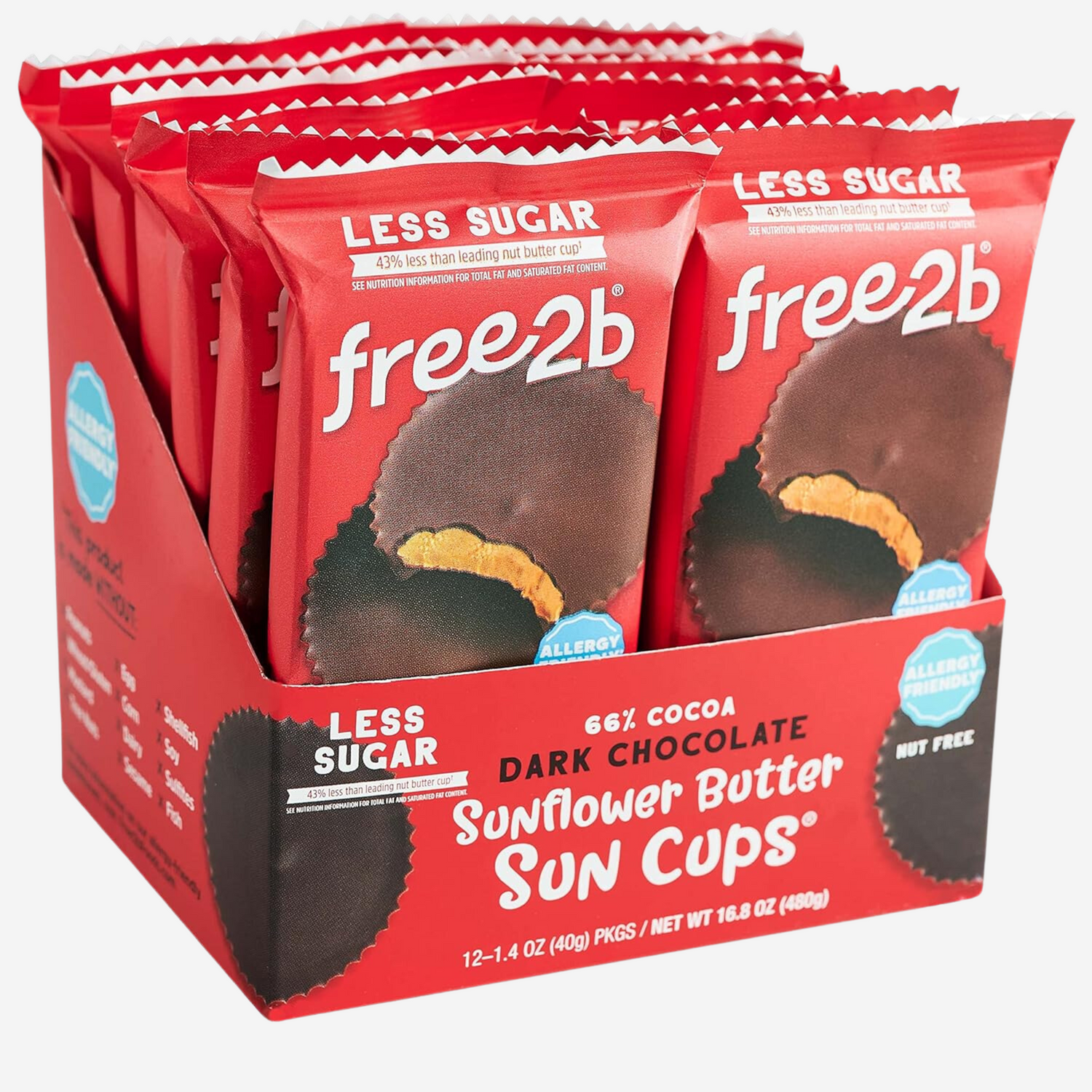 Free 2b Sunflower Butter Sun Cups, School Safe and Allergy Friendly 2-Cup Packages (Pack of 12)