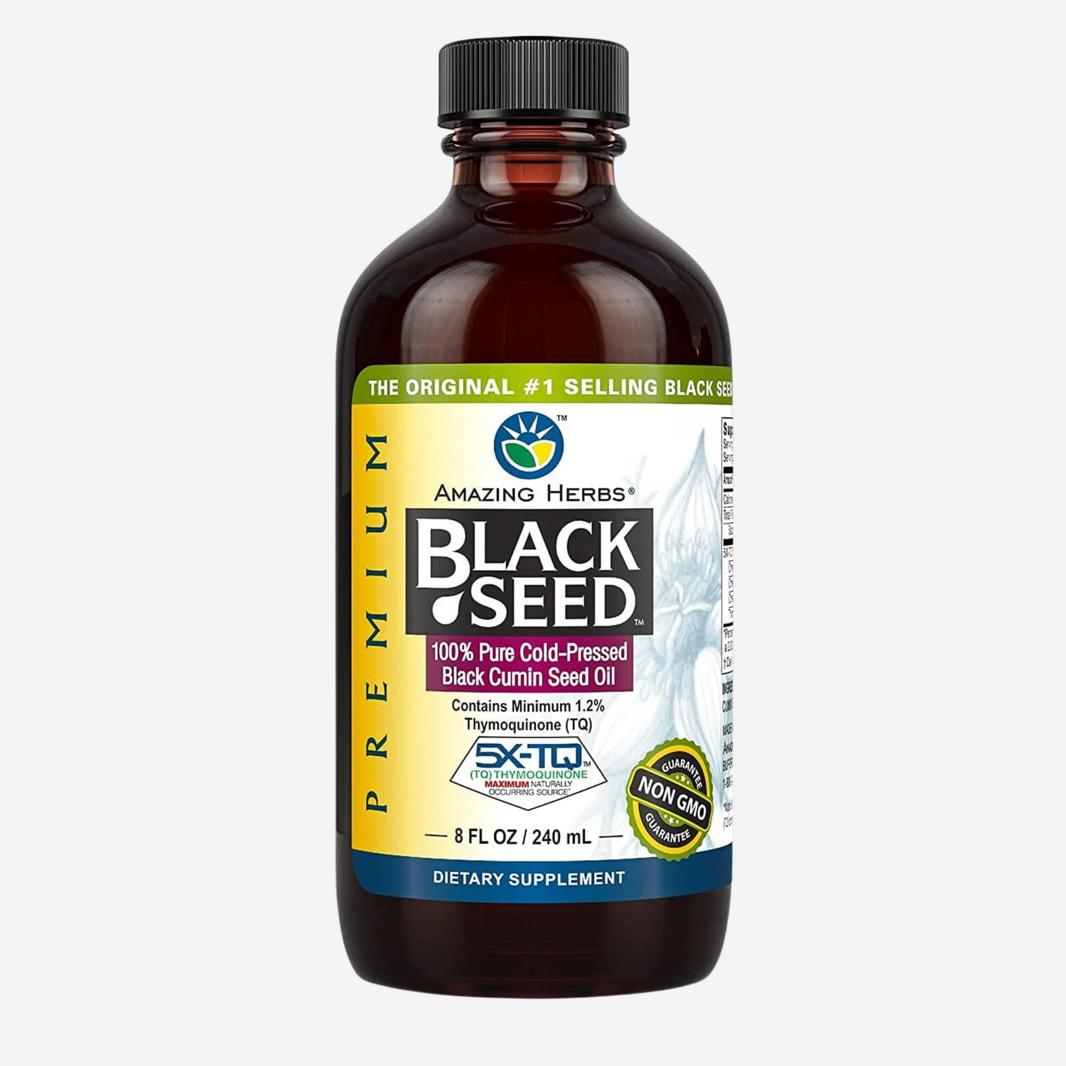 Amazing Herbs Premium Black Seed Oil - Cold Pressed Nigella Sativa Aids in Digestive Health, Immune Support Non GMO - 8 Fl Oz