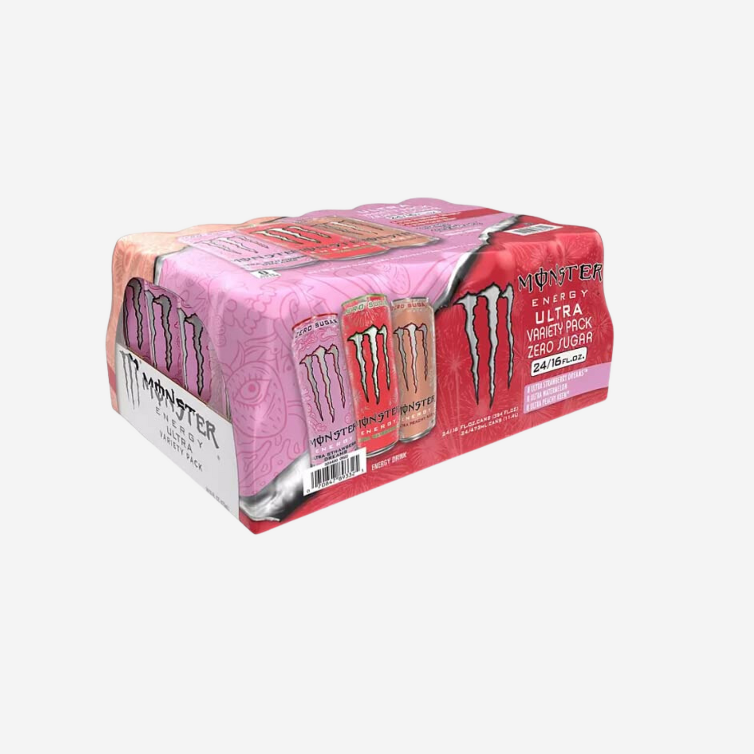 Monster Energy Ultra Variety Pack, Strawberry Dreams, Watermelon, Peachy Keen (16 fl. oz, 24 pk.)