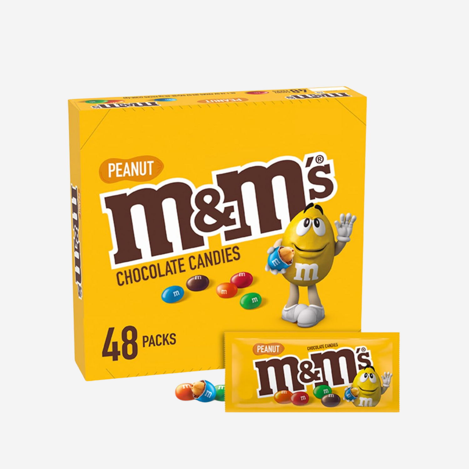 M&M'S Full Size Peanut Milk Chocolate Candy Bulk Pack, 1.74 oz, 48 CT/Box