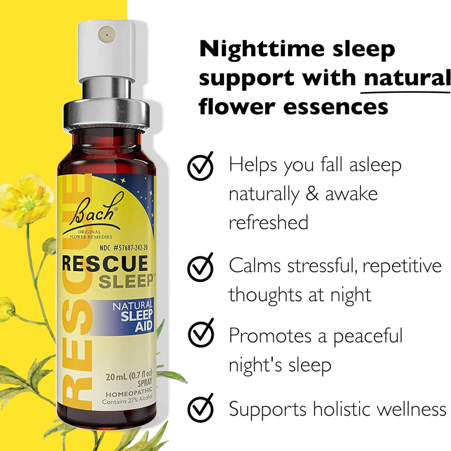 Bach RESCUE SLEEP Spray 20mL, Natural Sleep & Stress Relief Aid