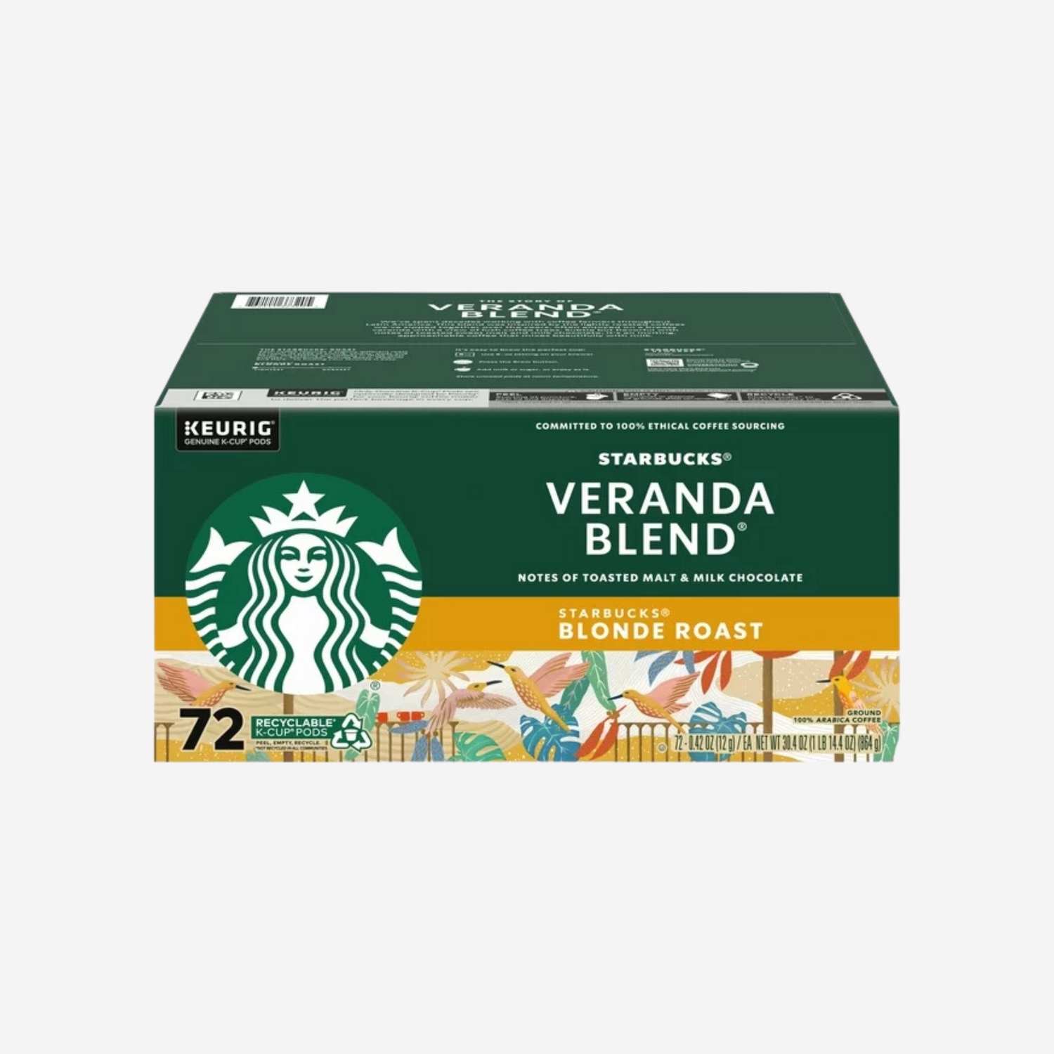 Starbucks Veranda Blend Light Roast K-Cup Pods for Keurig Brewers, 72 pods