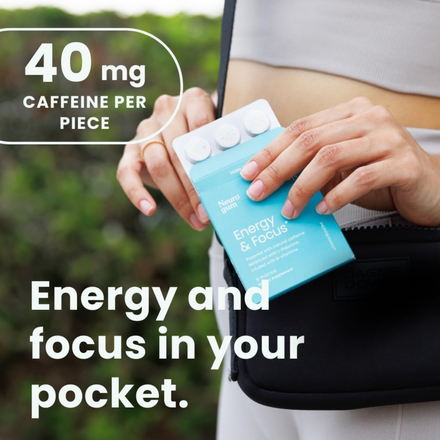 NeuroGum | Nootropic Energy Caffeine Gum 40mg Caffeine + 60mg L-theanine + B Vitamins for Energy and Focus