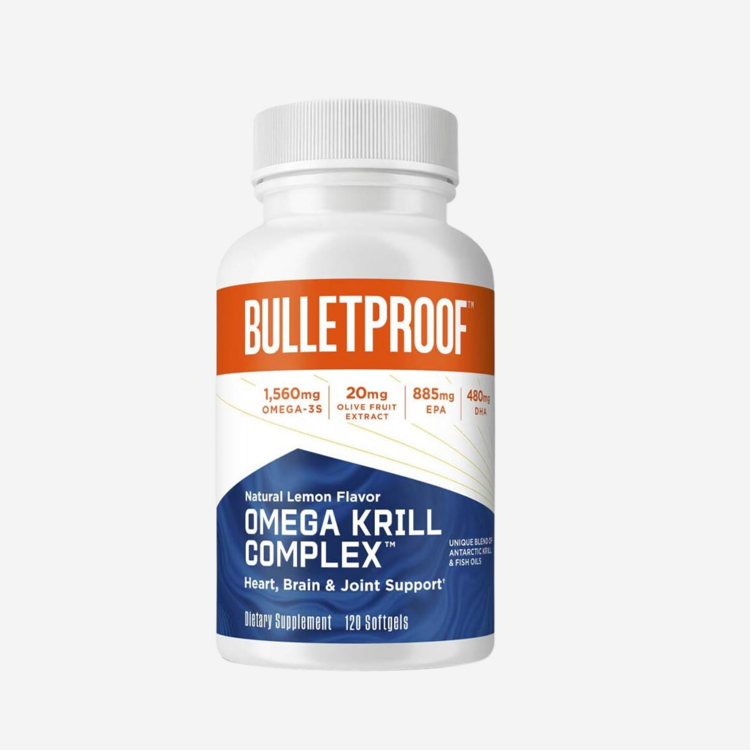 Bulletproof Omega Krill Complex, Lemon Flavor, 120 Softgels, 1560mg Omega-3 with EPA