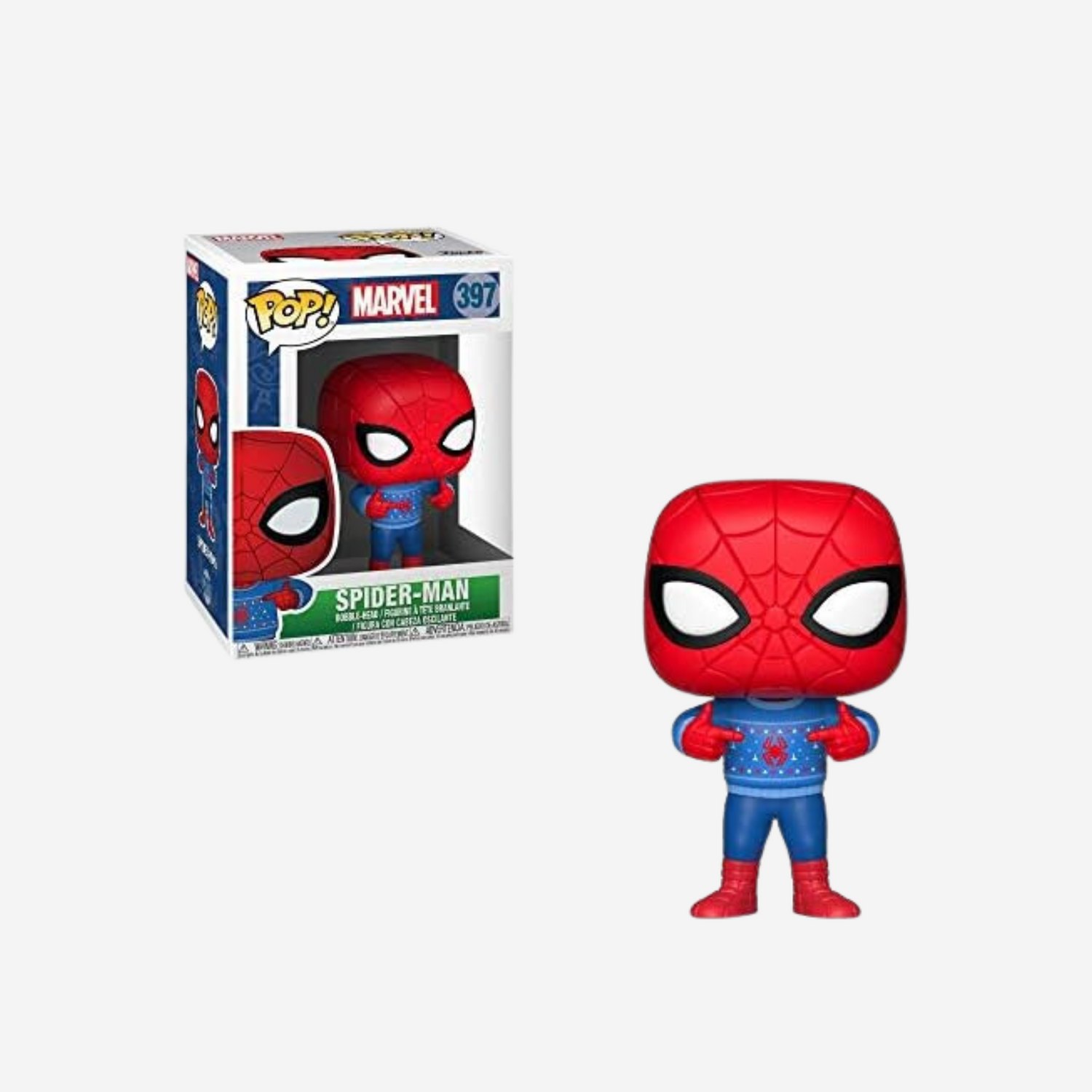 Funko Pop! Marvel: Holiday - Spider Man with Ugly Sweater Collectible Figure, Multicolor