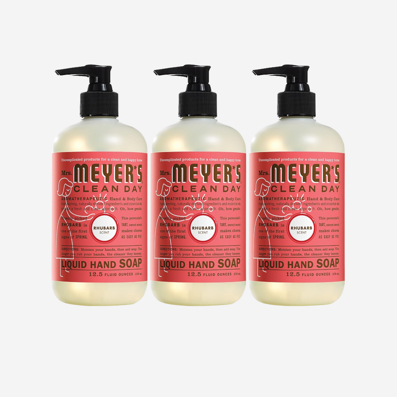 MRS. MEYER'S CLEAN DAY Hand Soap, Made with Essential Oils, Biodegradable Formula, Rhubarb, 12.5 Fl. Oz