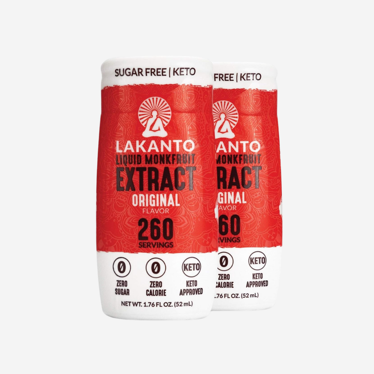 Lakanto Liquid Monkfruit Extract Drops - Zero Calorie, Zero Sugar (Original - 1.76 Fl Oz - Pack of 2)