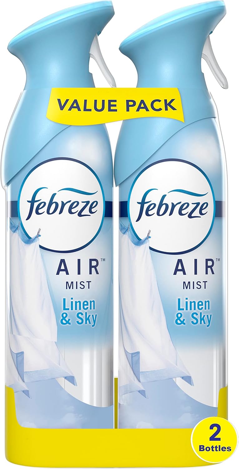 Febreze Air Freshener Spray, Linen & Sky Odor Eliminator for Strong Odors 8.8 Oz 2-PACK