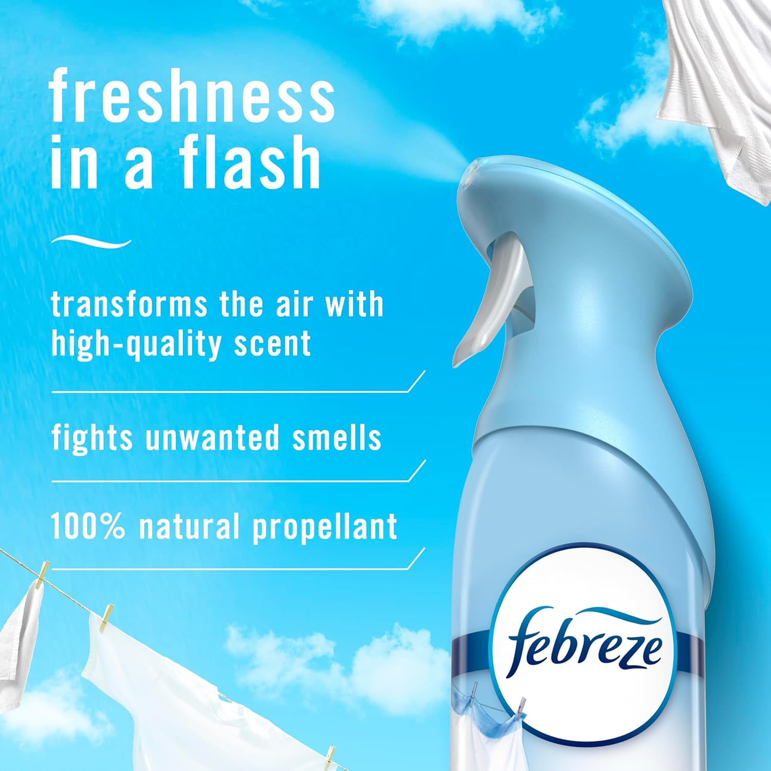 Febreze Air Freshener Spray, Linen & Sky Odor Eliminator for Strong Odors 8.8 Oz 2-PACK