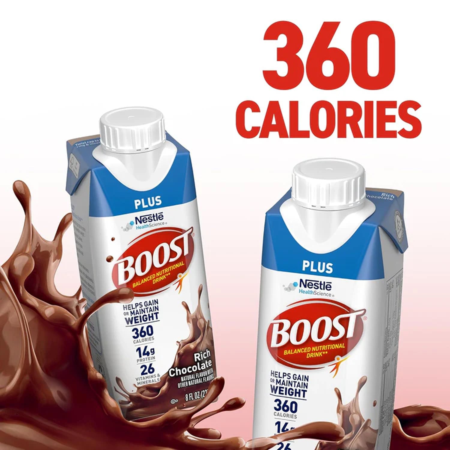 BOOST Plus Complete Nutritional Drink, Rich Chocolate, 8 Fl Oz (Pack of 12)