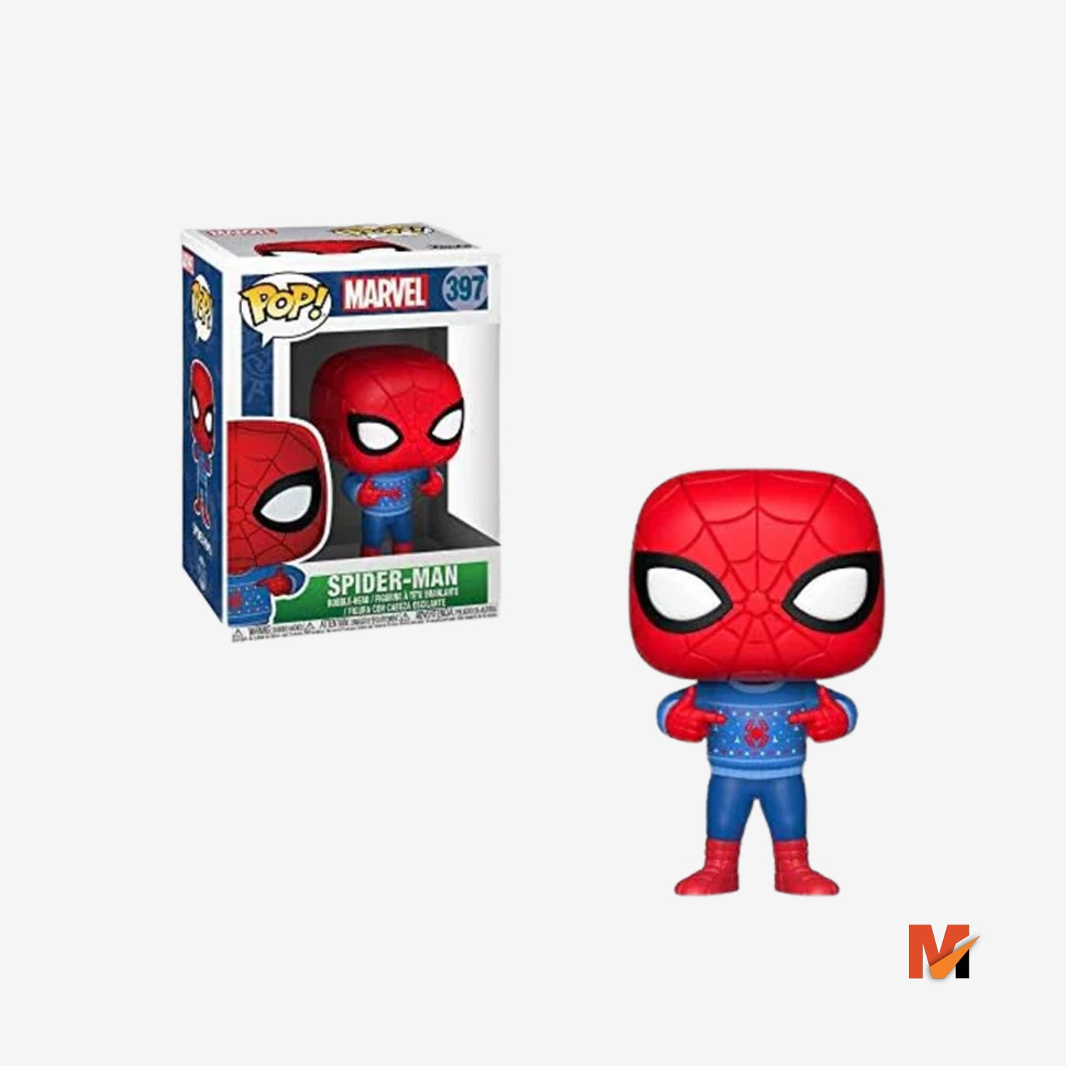 Funko Pop Marvel Holiday- Spider Man with Ugly Sweater Collectible Figure, Multicolor