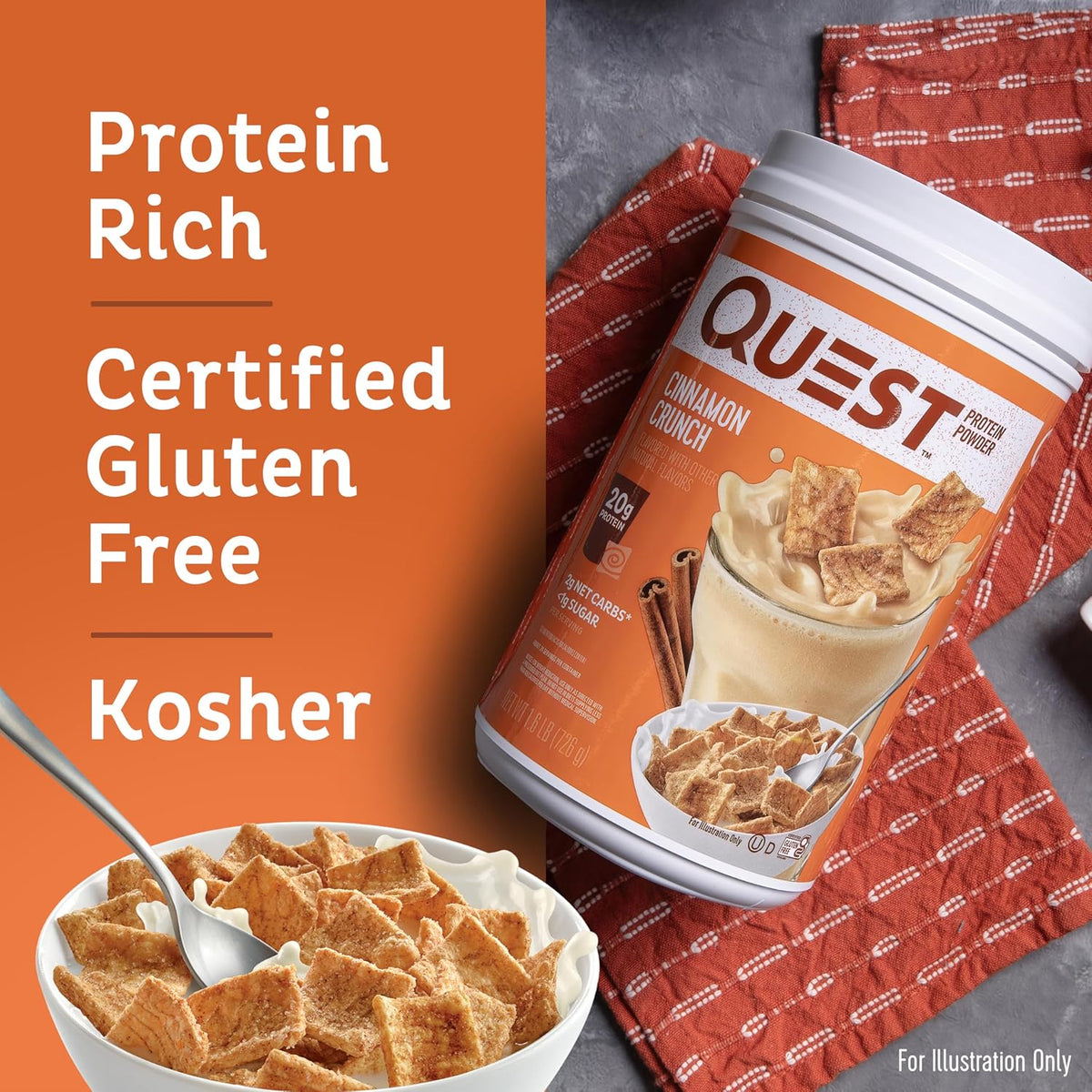 quest cinnamon crunch protein powder nutrition facts